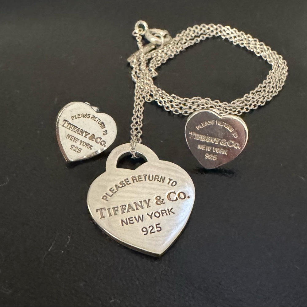 Tiffany & Co. Silver Heart Pendant and Earrings